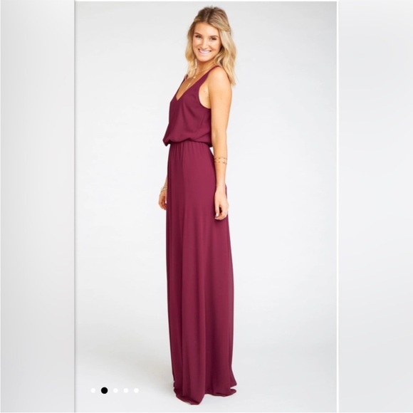 Show Me Your Mumu Kendall Maxi Party DRESS DARK CHERRY Merlot Chiffon Small S - Picture 1 of 10